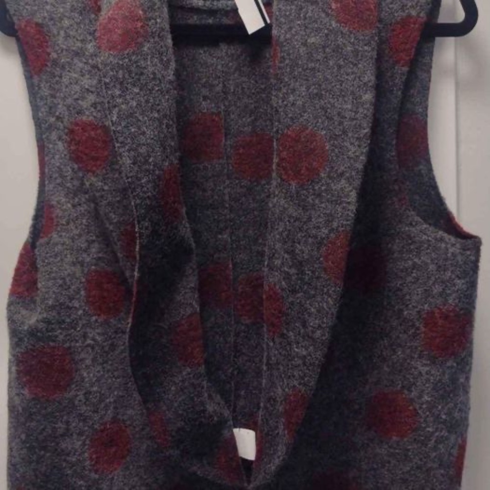 Gray Wool Open Front Vest, New with tags
